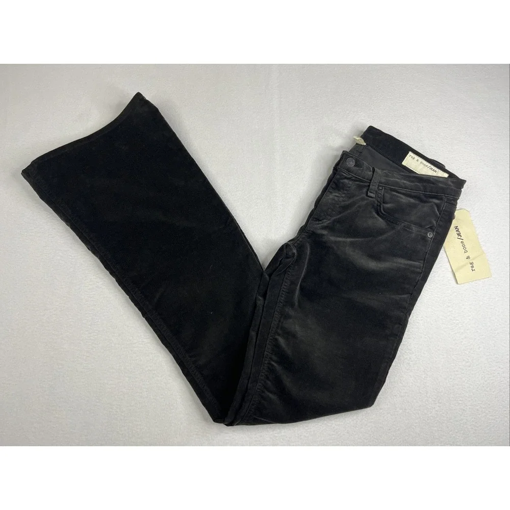Rag & Bone Elephant Bell Corduroy Pants Brown Charcoal Women 28 W1523C094CHA